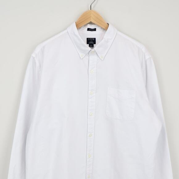 NWT J.Crew Factory Men's Tall Classic Fit Flex Oxford Shirt White Size XL-T - Picture 4 of 11